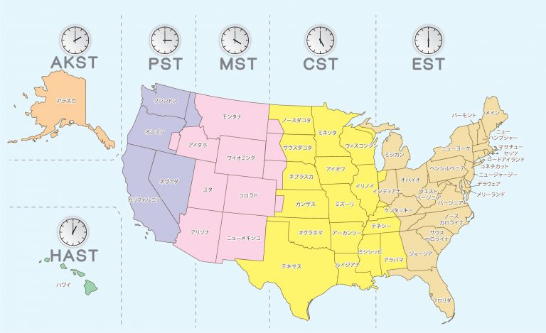 アメリカの時差：タイムゾーンやサマータイムについて 