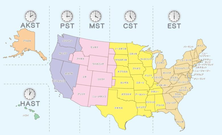 アメリカの50州の時差と タイムゾーン リブアメ 和ごころla