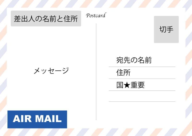 アメリカ郵便 日本へハガキやカードを送る方法 エアメール印刷テンプレート無料ダウンロード 住所の書き方 リブアメ